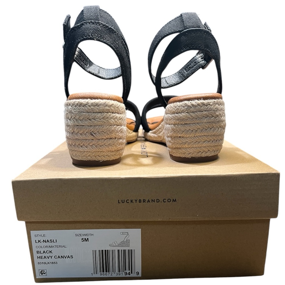 Lucky Brand Black Nasli Espadrille‎ Wedge Slingback Sandal Size 5M NEW - Picture 7 of 11